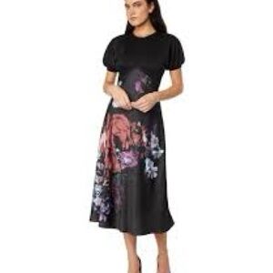 Ted Baker Black Floral Midi Dress